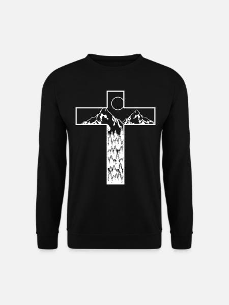 Mountains Cross Jesus Christ - Unisex Sweatshirt - black