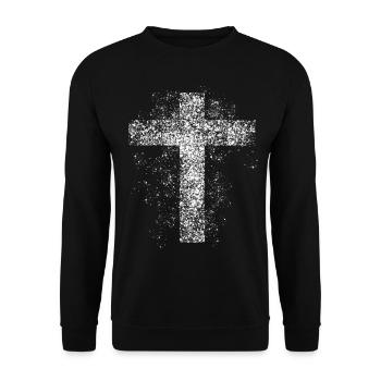 Christianity Cross Jesus Christ - Unisex Sweatshirt - black - Front - Alina (178cm) & Michal (187cm)