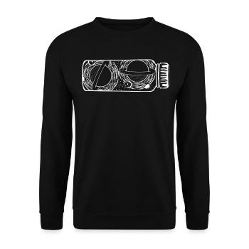 Planets and Space with Stars in a Bottle - Unisex Pullover - Schwarz - Vorne - Alina (178cm) & Michal (187cm)