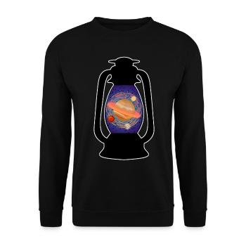 Planets and Space in Camping Light - Unisex Pullover - Schwarz - Vorne - Alina (178cm) & Michal (187cm)