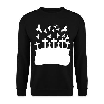 Raven Crow Grave Yard Cemetery Crows - Unisex Pullover - Schwarz - Vorne - Alina (178cm) & Michal (187cm)