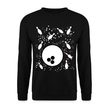 Bowling Ball in Space with Bowling Pins - Unisex Pullover - Schwarz - Vorne - Alina (178cm) & Michal (187cm)