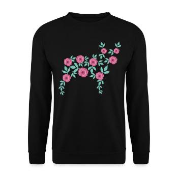 French Bulldog made of Flowers - Unisex Sweatshirt - black - Front - Alina (178cm) & Michal (187cm)