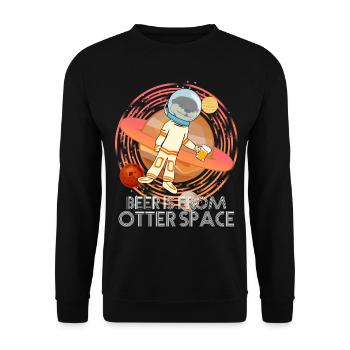 Otter in Space with Beer - Unisex Pullover - Schwarz - Vorne - Alina (178cm) & Michal (187cm)