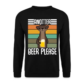 Otter With Retro Beer - Unisex Pullover - Schwarz - Vorne - Alina (178cm) & Michal (187cm)
