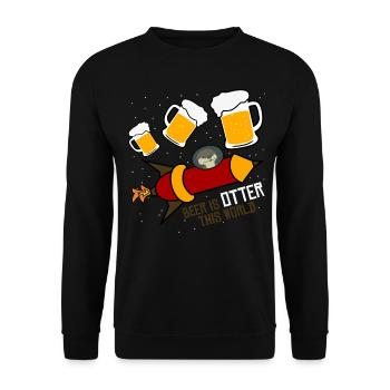 Otters in Space with Beer - Unisex Pullover - Schwarz - Vorne - Alina (178cm) & Michal (187cm)