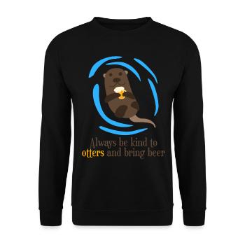 Beer and Otters Otter - Unisex Pullover - Schwarz - Vorne - Alina (178cm) & Michal (187cm)