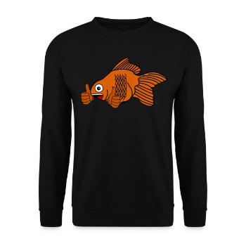 Goldfish Happy Gold Fish - Unisex Pullover - Schwarz - Vorne - Alina (178cm) & Michal (187cm)