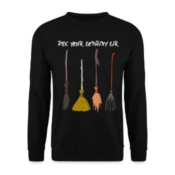 Witch's Broom Halloween Witch Witchcraft - Unisex Sweatshirt - black - Front - Alina (178cm) & Michal (187cm)