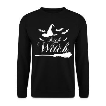 Witchcraft Witch Halloween Witch's Broom - Unisex Sweatshirt - black - Front - Alina (178cm) & Michal (187cm)