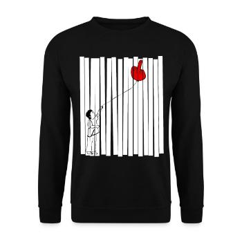 Middle Finger Balloon Misanthrope - Unisex Pullover - Schwarz - Vorne - Alina (178cm) & Michal (187cm)