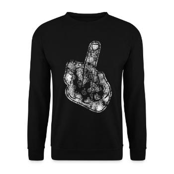 Middle Finger Statement Misanthrope - Unisex Pullover - Schwarz - Vorne - Alina (178cm) & Michal (187cm)