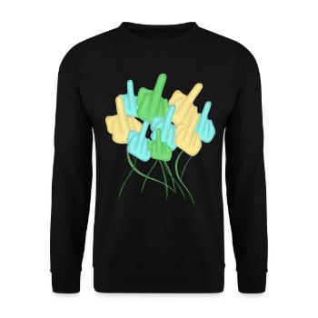 Middle Finger Flower Misanthrope - Unisex Pullover - Schwarz - Vorne - Alina (178cm) & Michal (187cm)