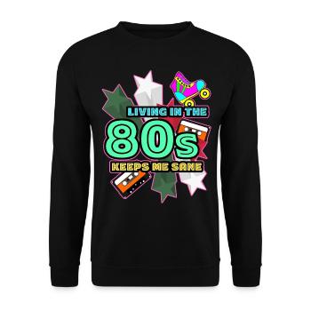 1980's 80s Retro - Unisex Sweatshirt - black - Front - Alina (178cm) & Michal (187cm)