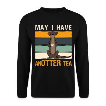 Tea Cup Otter Tea Bag - Unisex Sweatshirt - black - Front - Alina (178cm) & Michal (187cm)