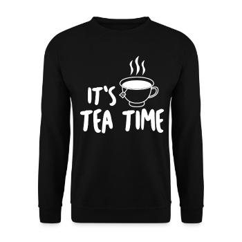 Tea Cup Tea Bag Teapot - Unisex Sweatshirt - black - Front - Alina (178cm) & Michal (187cm)