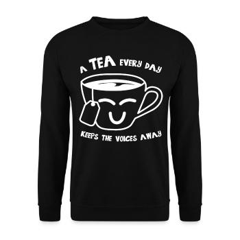 Tea Bag Teapot Tea Cup - Unisex Sweatshirt - black - Front - Alina (178cm) & Michal (187cm)