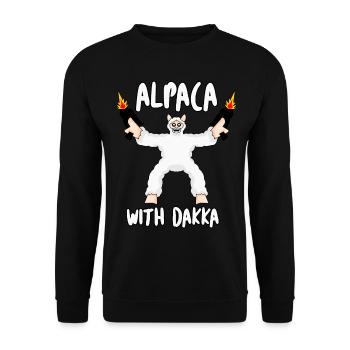 Alpaca with Dakka Alpacas - Unisex Pullover - Schwarz - Vorne - Alina (178cm) & Michal (187cm)