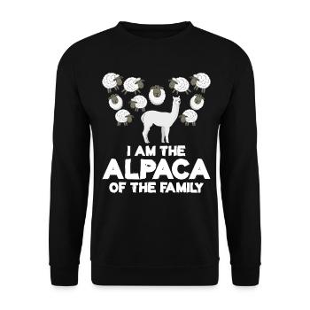 Alpaca and Sheep Family - Unisex Pullover - Schwarz - Vorne - Alina (178cm) & Michal (187cm)