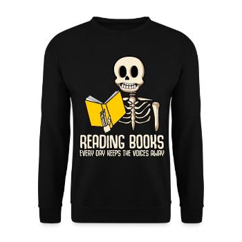 Books Reading Book Skeleton Bookworm - Unisex Sweatshirt - black - Front - Alina (178cm) & Michal (187cm)
