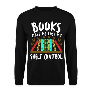 Reading Books Book Shelf Bookworm - Unisex Pullover - Schwarz - Vorne - Alina (178cm) & Michal (187cm)