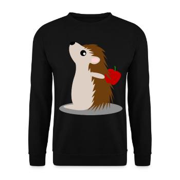 Hedgehog with Apple Hedgehogs - Unisex Sweatshirt - black - Front - Alina (178cm) & Michal (187cm)