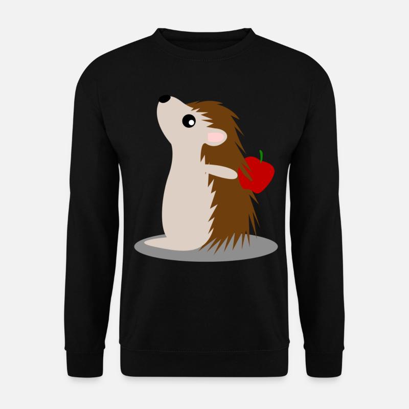 Hedgehog with Apple Hedgehogs - Unisex Sweatshirt - black