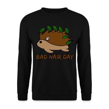 Hedgehog with Bad Hair Day Hedgehogs - Unisex Pullover - Schwarz - Vorne - Alina (178cm) & Michal (187cm)