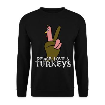 Peace Thanksgiving Turkeys Turkey - Unisex Sweatshirt - black - Front - Alina (178cm) & Michal (187cm)