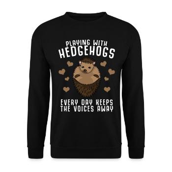 Hedgehogs Hedgehog - Unisex Sweatshirt - black - Front - Alina (178cm) & Michal (187cm)