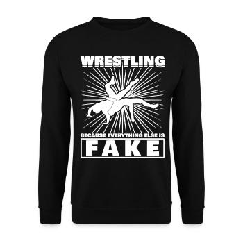 Wrestler Fake Wrestling - Unisex Pullover - Schwarz - Vorne - Alina (178cm) & Michal (187cm)