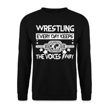 Wrestling Belt Wrestler - Unisex Pullover - Schwarz - Vorne - Alina (178cm) & Michal (187cm)