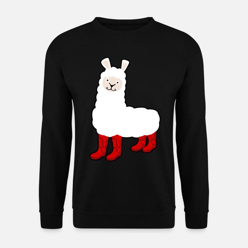 Alpaca with Red Rain Boots - Unisex Sweatshirt - black