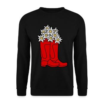 Red Rain Boots Flowers - Unisex Sweatshirt - black - Front - Alina (178cm) & Michal (187cm)