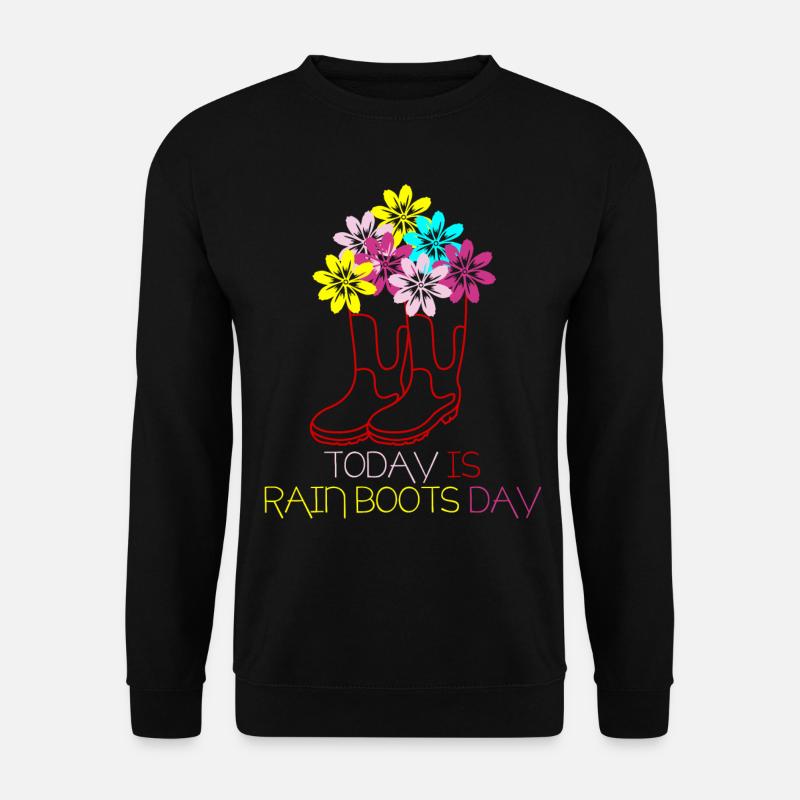 Red Rain Boots with Flowers - Unisex Sweatshirt - black