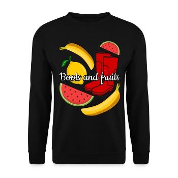 Red Rain Boots and Fruits - Unisex Sweatshirt - black - Front - Alina (178cm) & Michal (187cm)