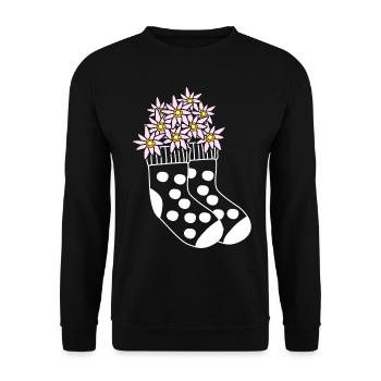 Winter Socks Flowers Sock Wool Socks - Unisex Sweatshirt - black - Front - Alina (178cm) & Michal (187cm)