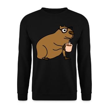 Capybara Coffee Capybaras - Unisex Pullover - Schwarz - Vorne - Alina (178cm) & Michal (187cm)