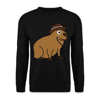 Capybara with Cap Capybaras - Unisex Pullover - Schwarz - Vorne - Alina (178cm) & Michal (187cm)