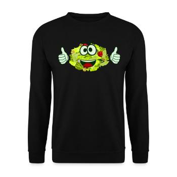 Salade Happy Végétarienne Végétalienne - Sweat-shirt Unisexe - noir - Devant - Alina (178cm) & Michal (187cm)