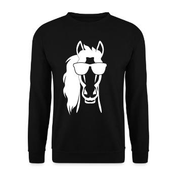 Horse with Sunglasses Riding Horses - Unisex Sweatshirt - black - Front - Alina (178cm) & Michal (187cm)