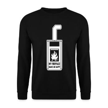 Oven Firewood Fireplace Stove - Unisex Sweatshirt - black - Front - Alina (178cm) & Michal (187cm)
