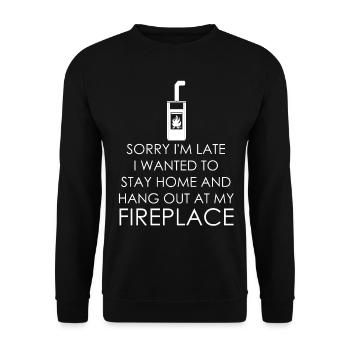 Firewood Fireplace Stove Oven - Unisex Sweatshirt - black - Front - Alina (178cm) & Michal (187cm)