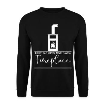 Fireplace Firewood Stove Oven - Unisex Sweatshirt - black - Front - Alina (178cm) & Michal (187cm)