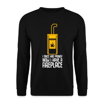 Firewood Stove Oven Fireplace - Unisex Sweatshirt - black - Front - Alina (178cm) & Michal (187cm)
