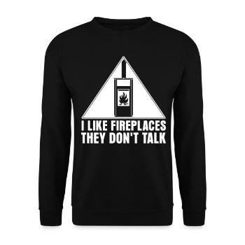 Oven Firewood Stove Fireplace - Unisex Sweatshirt - black - Front - Alina (178cm) & Michal (187cm)
