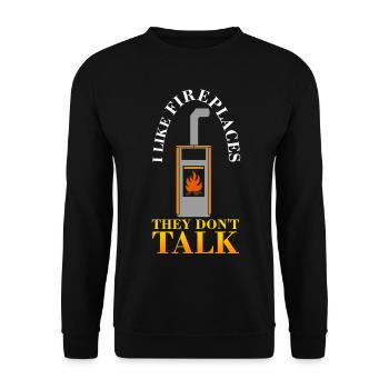 Stove Firewood Joke Fireplace - Unisex Sweatshirt - black - Front - Alina (178cm) & Michal (187cm)
