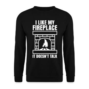 Fireplace Oven Firewood Stove - Unisex Sweatshirt - black - Front - Alina (178cm) & Michal (187cm)