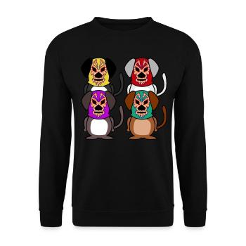 Lucha Libre Dog Dogs Luchador Wrestling - Unisex Pullover - Schwarz - Vorne - Alina (178cm) & Michal (187cm)