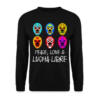 Lucha Libre Mask Wrestling - Unisex Pullover - Schwarz - Vorne - Alina (178cm) & Michal (187cm)